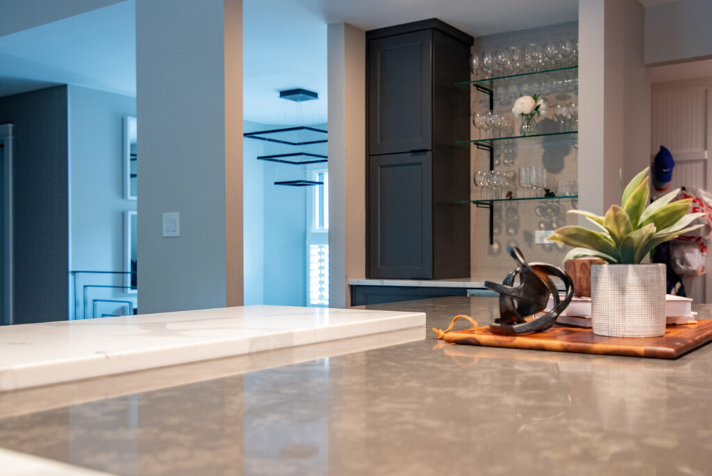 Deerfield Cohesive Contemporary Kitchen Remodel after 20. Photo of the countertop surface.