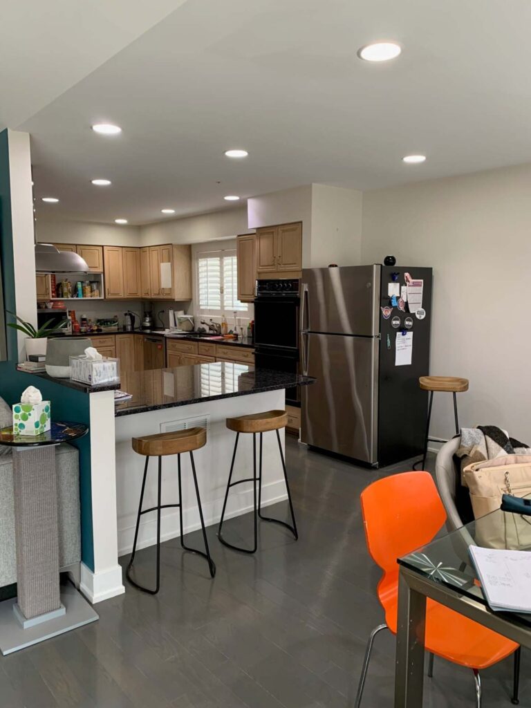 Deerfield Cohesive Contemporary Kitchen Remodel Before 2. Photo of whole kitchen area.