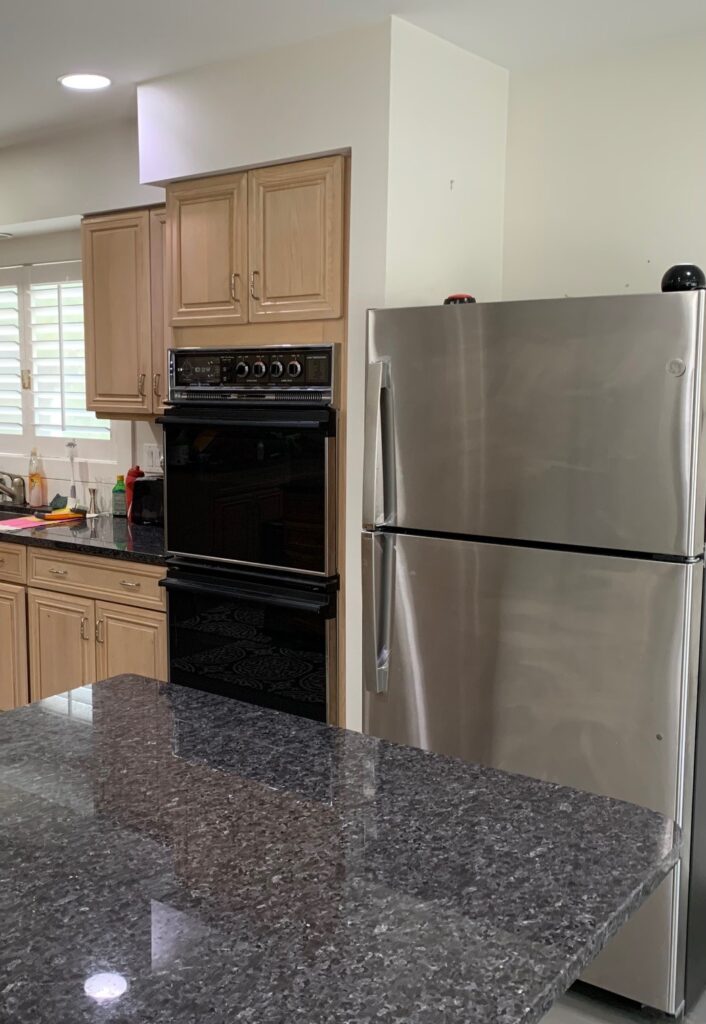 Deerfield Cohesive Contemporary Kitchen Remodel Before 3. Photo of counter and appliances.